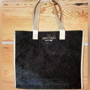 Jimmy Choo Black and Gold Shimmer Tote
